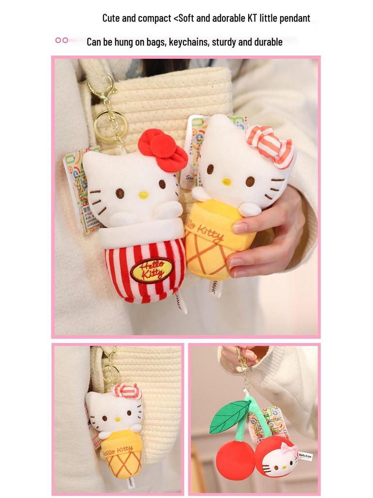 Hello Kitty Plüschpuppe Schlüsselanhänger – Niedliche Katze Schulranzen Anhänger