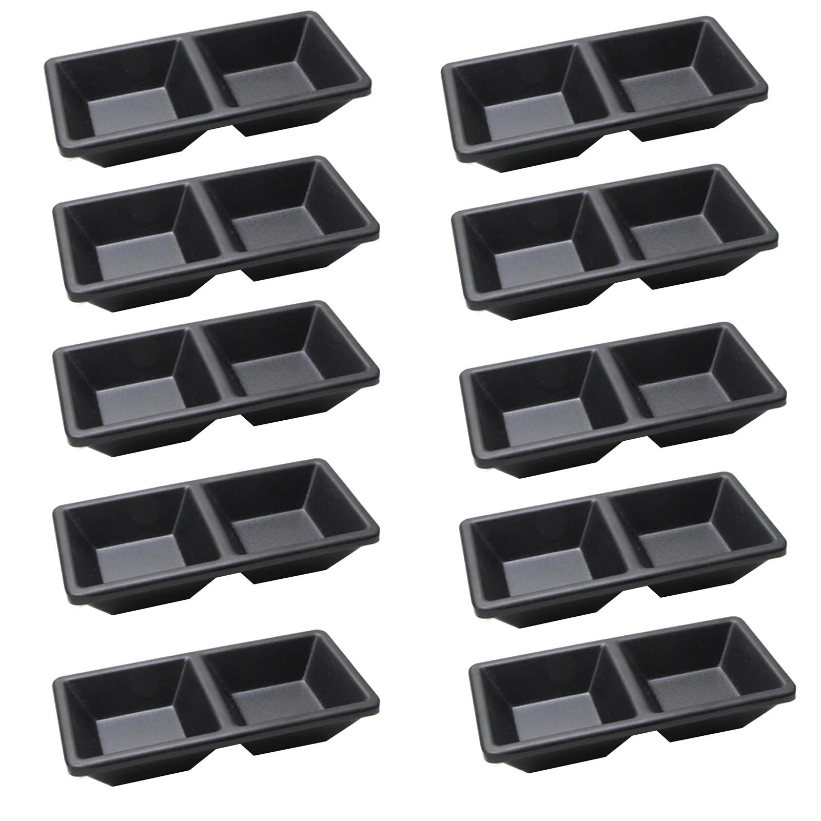 

Черная меламиновая посуда, приправы, блюдо для соуса, квадратная чаша с неглубоким погружением, для домашнего использования, поставки в ресторан, два отделения, упаковка 6 шт. (2 отделения) 25*12*8 CM чёрный