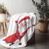 Santa Claus Throw Blanket Cozy Flannel Fleece Christmas Gift Holiday Home Decor Festive Reindeer Elk Winter Warm Soft Bedding Gi