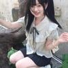 Korean Style Ruffled Puff Sleeve Shirt & Striped A-line Skirt Set