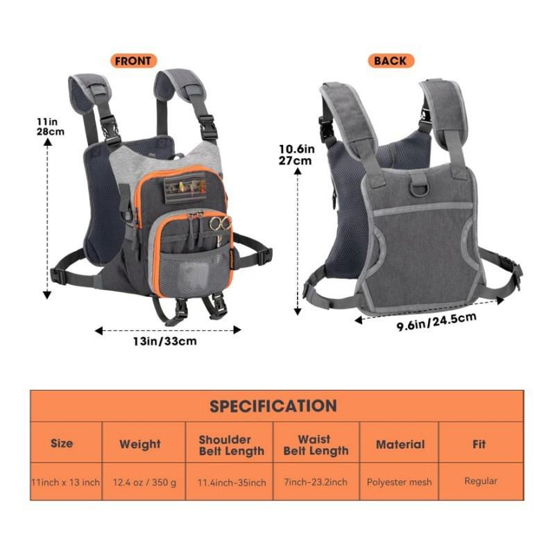 Gilet da Pesca a Mosca Borsa con Tasche e Scomparti Doppi per Scatole Organizzatore per Attrezzatura da Esterno Pescatori