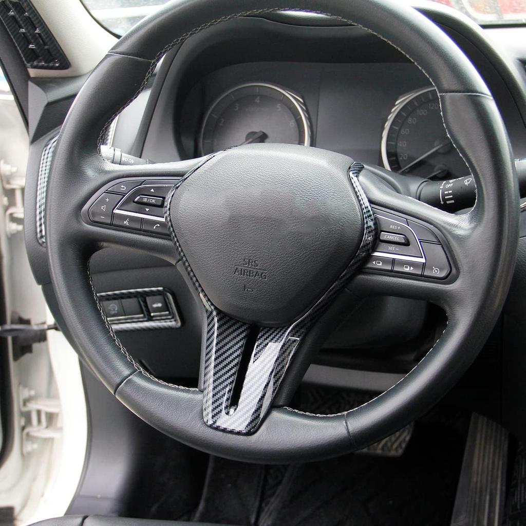 Steering Wheel Cover Molding Trims Accessoriess for Infiniti Q50 2014-2024 QX50 QX55 Q60 2017-2023 (Carbon Fiber Pattern)