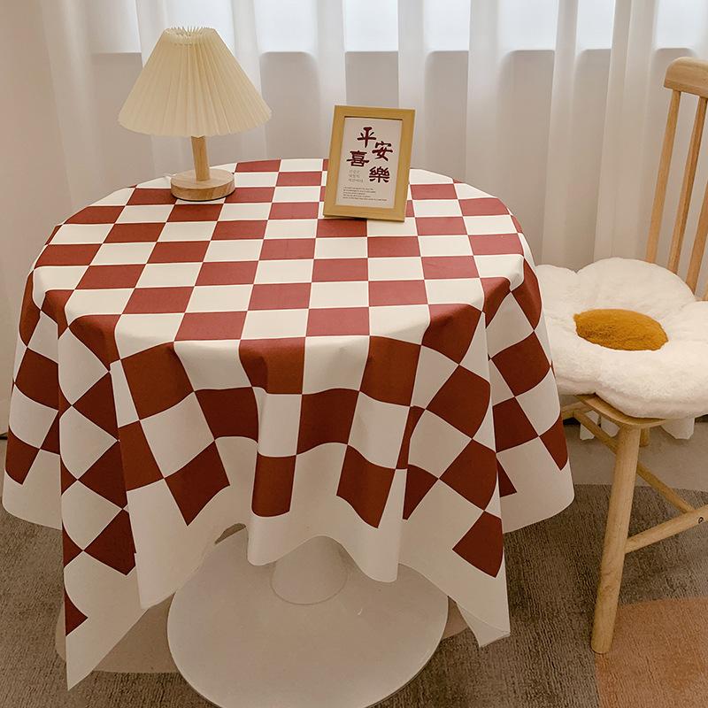 Schachbrett Tischdecke Leichter Luxus Hohes Gefühl Foto Studentenwohnheim Schreibtisch Dekoration Tischdecke Kaffeetischmatte