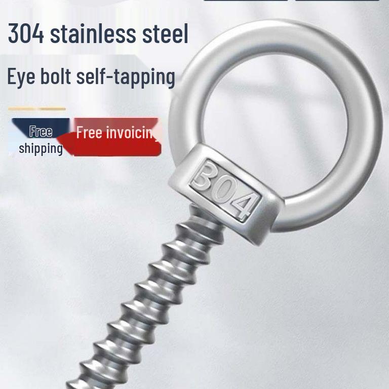304 Stainless Steel Self-Tapping Eye Bolt with Ring Screw Hook