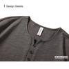 Men Dark Gray Henley Neck Pocket Short Sleeve T Shirt