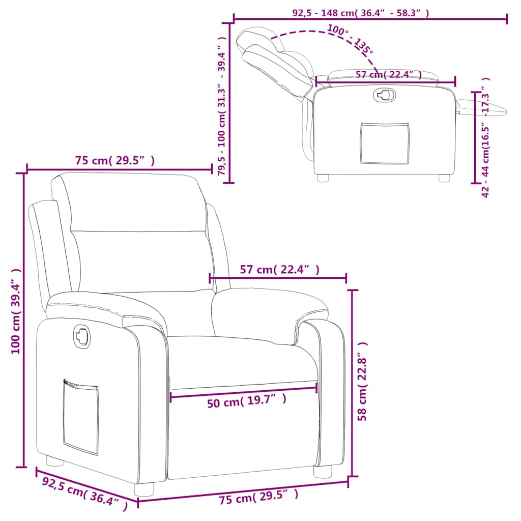 Relaxation Armchair Dark Grey Fabric