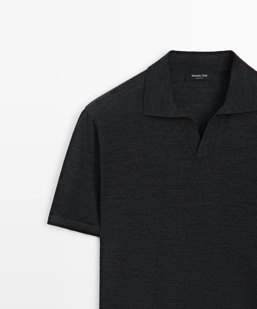 Masimodutti Wool Blend Short Sleeve Knit Polo Shirt