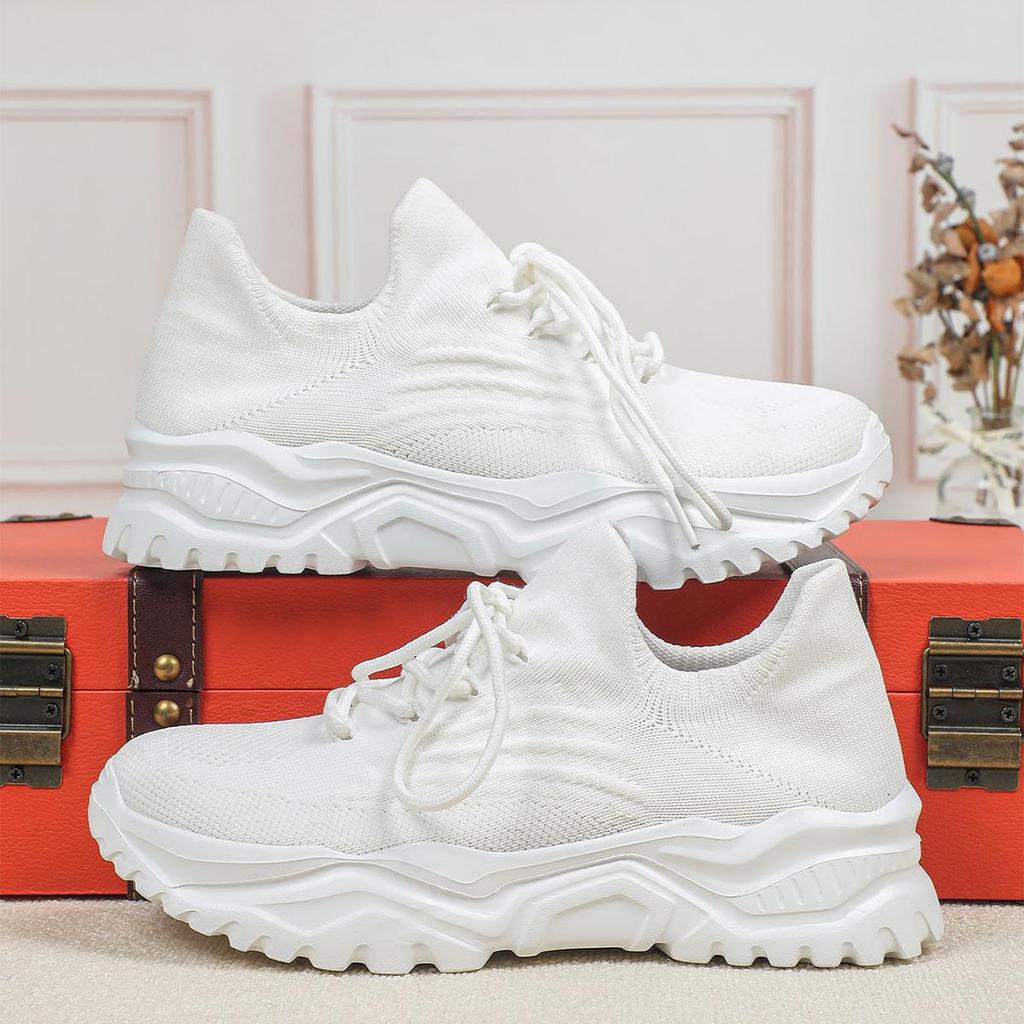 Fashion Chunky Shoes Platform Sneakers for Women Knitted Men's Casual Sports Shoes Breathable Trainers Elastic Slip-on Shoes