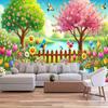1pc Vibrant spring Garden party polyester banner, suitable for wall decoration, home and garden decoration