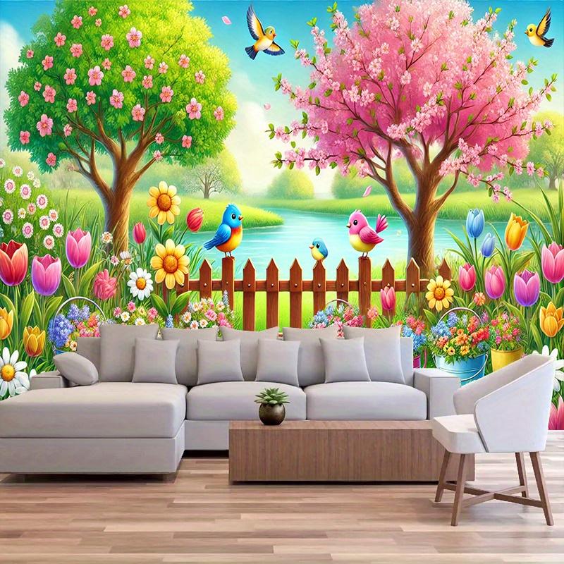 1pc Vibrant spring Garden party polyester banner, suitable for wall decoration, home and garden decoration