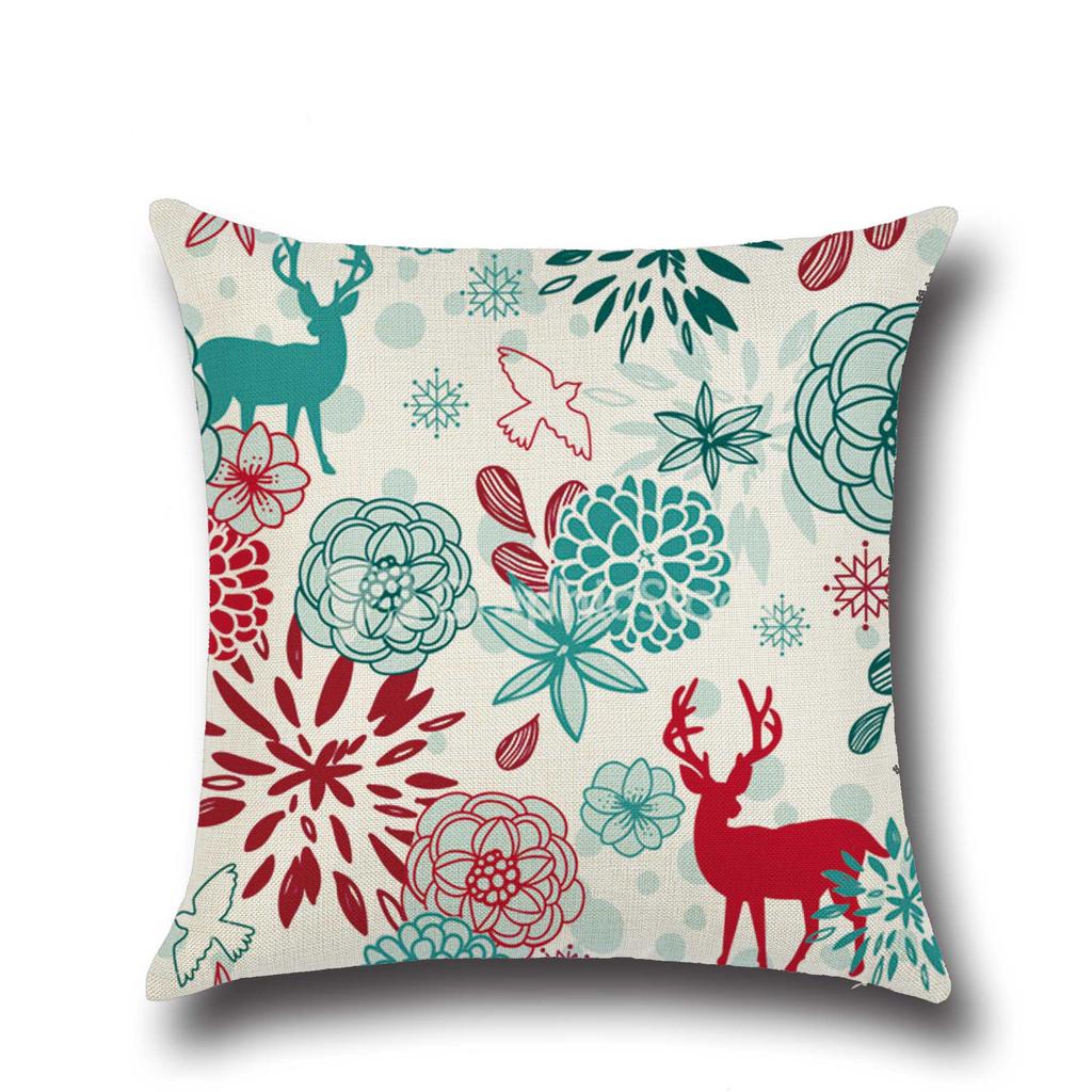 European and American Christmas Pattern Elk Pattern Linen Cotton Linen Pillow Supply Sofa Cushion