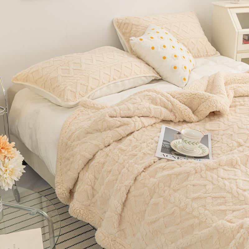 Lambswool & Taffeta Plush Multicolor Blanket - Ideal for Office, Autumn, Winter & All Seasons