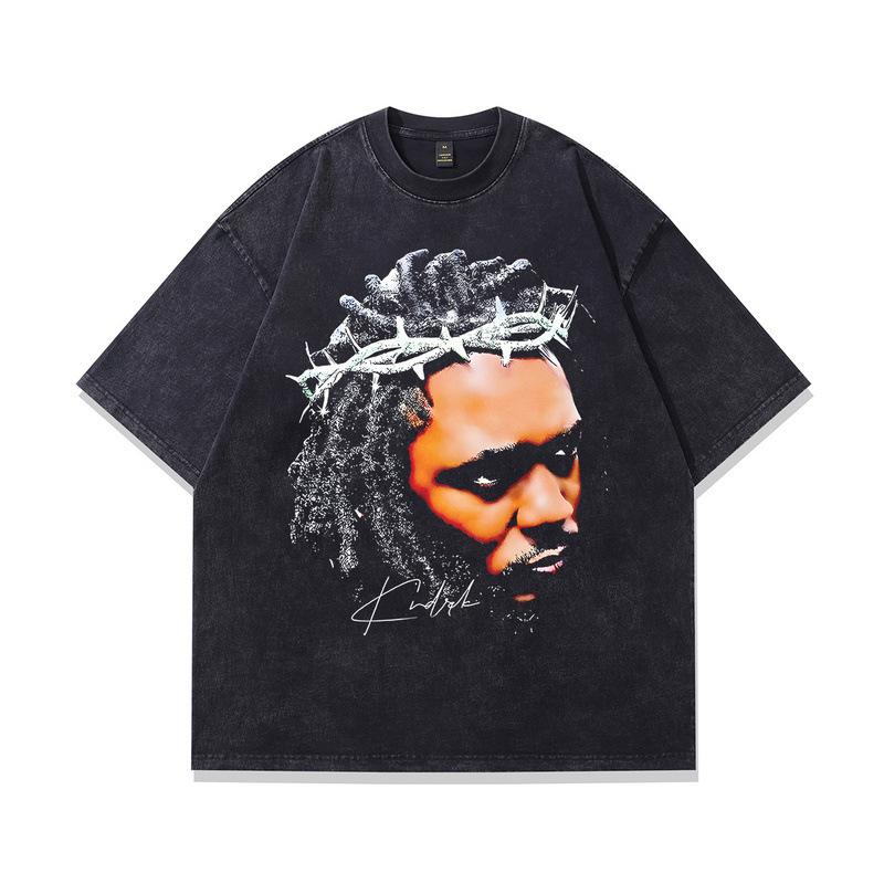 High Street Vintage Men'S Printed T-Shirt Oversize Large Version Short Sleeve T-Shirt Ins Men