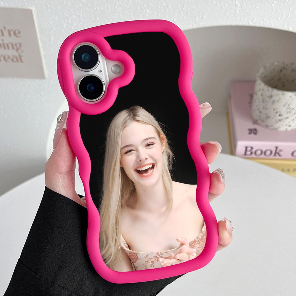 Elle Fanning Wavy Edge TPU Mobile Phone Case for iPhone 17 16 15 14 13 12 11 Air Pro Max Plus Colorful Cover