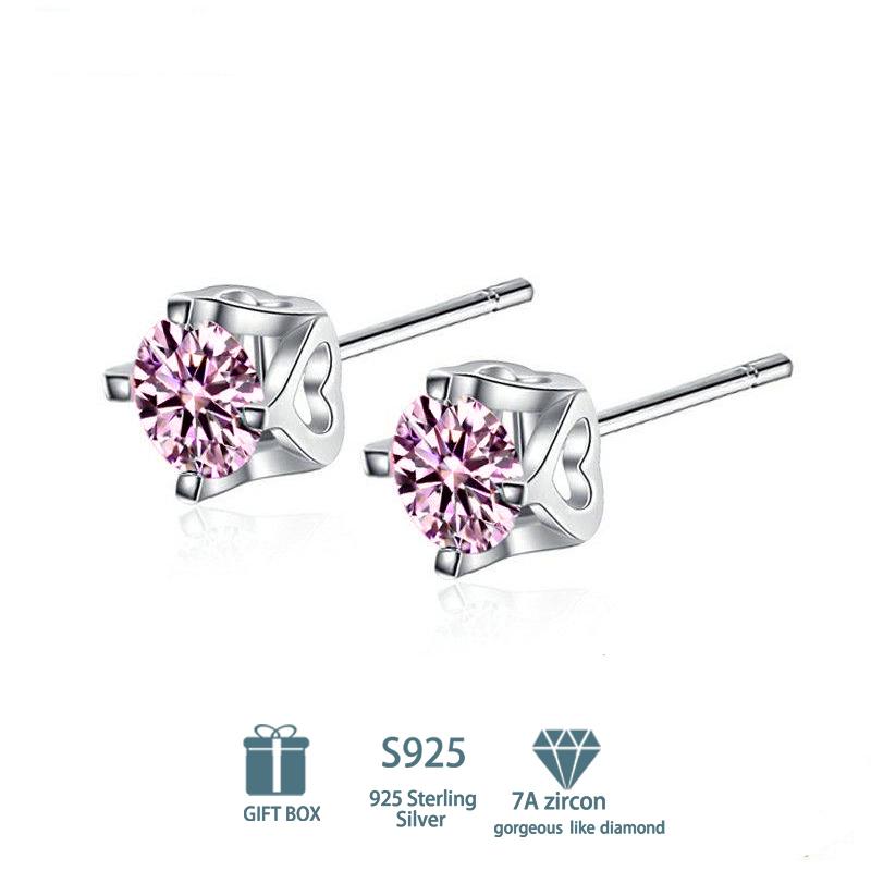 Tancise Klassische 925 Sterling Silber Rosa Gelb 7A Zirkon Ohrringe Tropfenohrringe für Frauen Hochzeit Party Geschenke