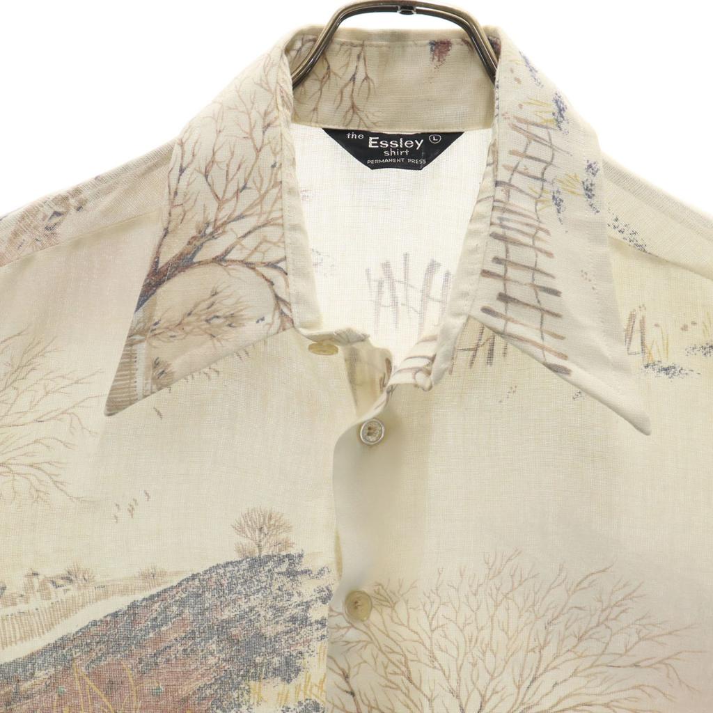 70s vintage Overall handle Long sleeve shirt L beige Men's Used