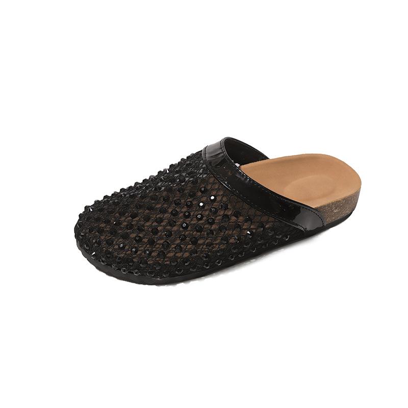 Fashion Versatile Bag Head Half Slippers 2025 Summer New High-end Outer Wear Cool Slippers Home Soft Bottom Cool Slippers