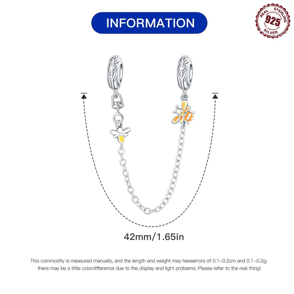 Authentic Original Copper Metal Charm Bead Components Luxury Bee Insect Secure Safety Chain Bead Components Compatible With Bracelet High Quality
