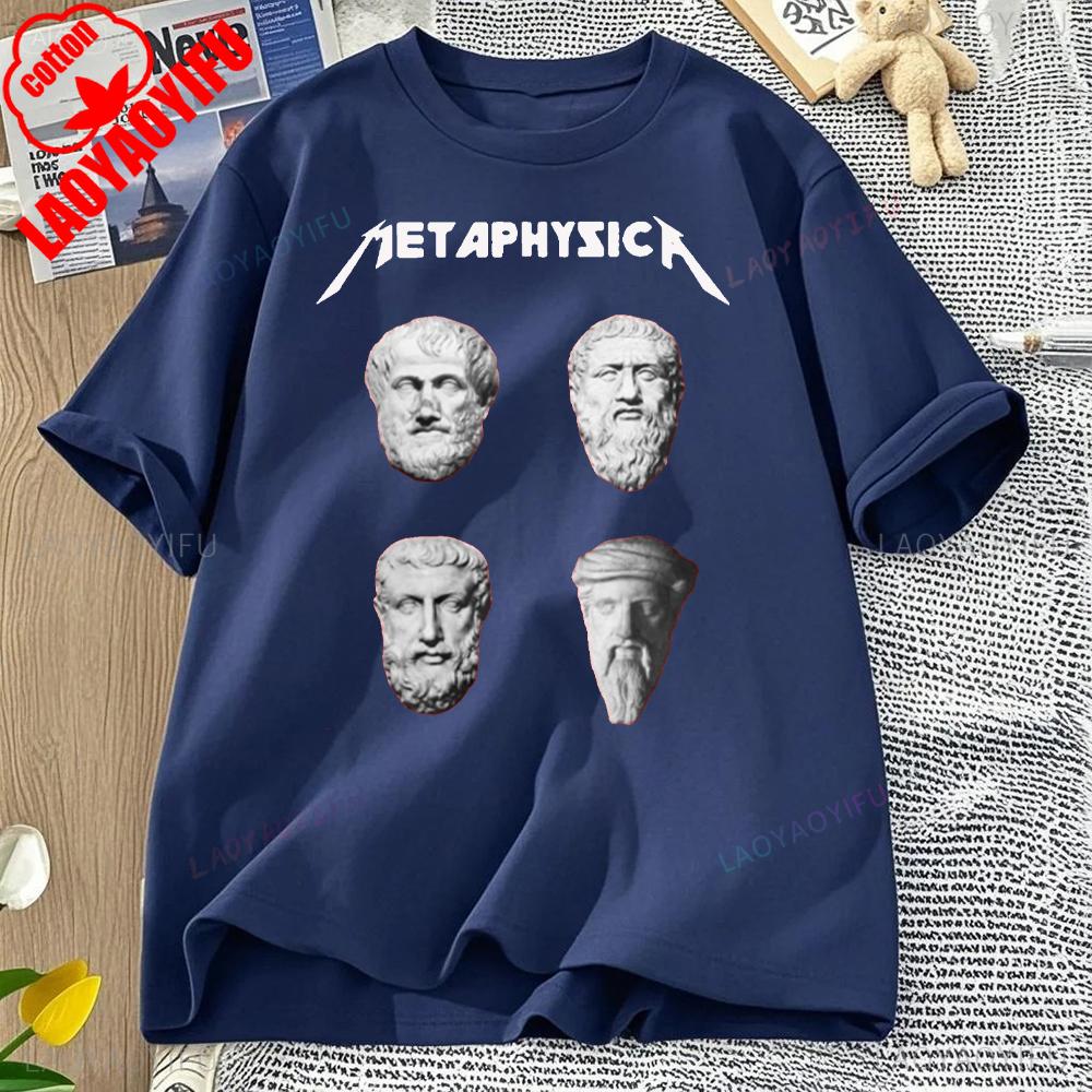 

Creative Metaphysica Fun Metal Philosophy Tees Metaphysical Socrates Aristotle Pythagoras Exitentialism T-Shirts Men Tops 4XL