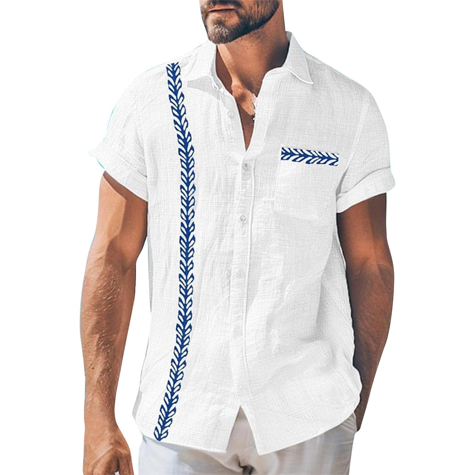 

Мужские винтажные рубашки для боулинга на пуговицах с коротким рукавом, летняя пляжная рубашка XXXL белый