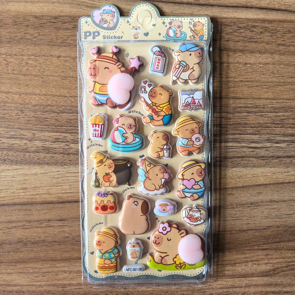 Capybara Themed PP Sticker Set (2 Pcs) - Fun Embellishments for Planners & Handcrafts BulingBulingStickers Store