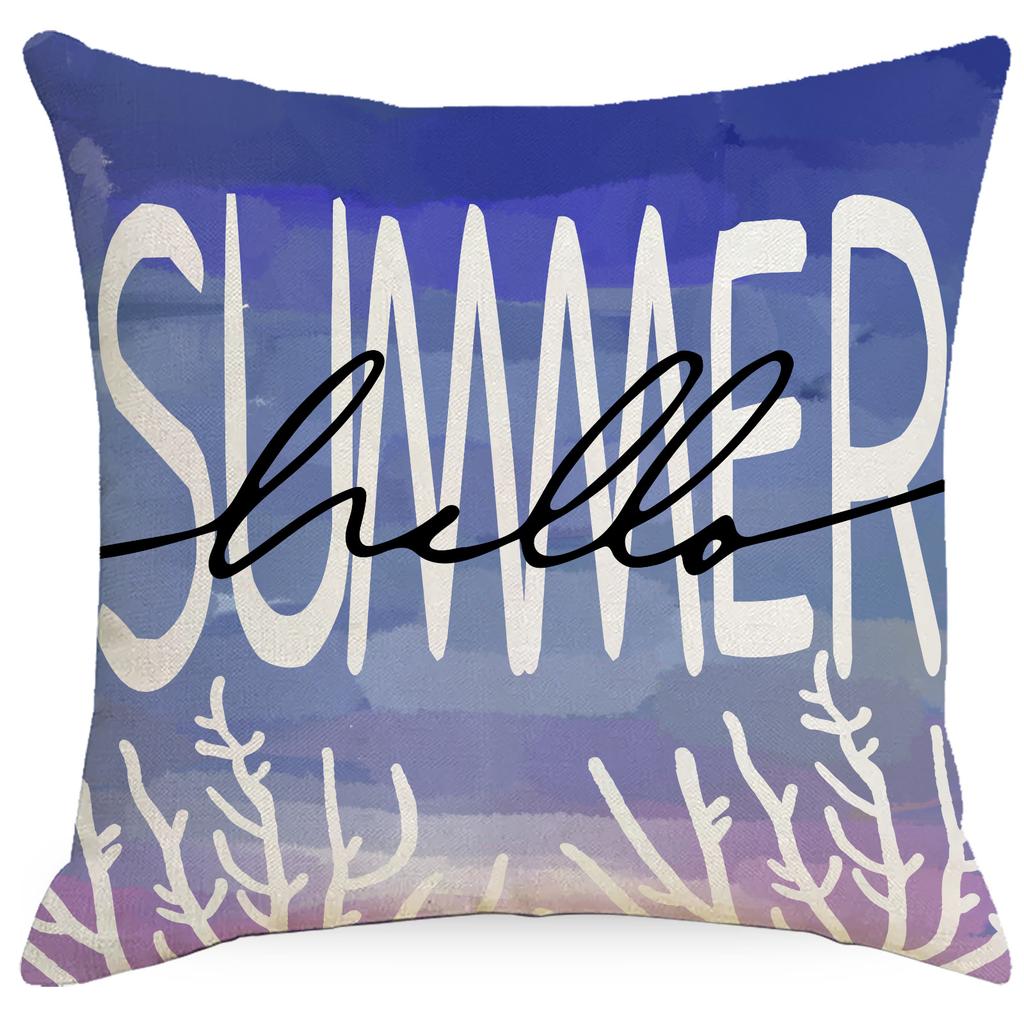 New Ocean Pillow Case Mermaid Tail Blue Purple Line Print Home Sofa Pillow Case