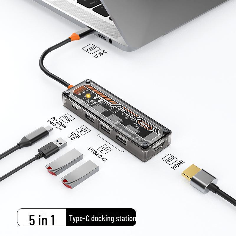 10-in-1 Transparent Type-C USB Hub Expansion Dock
