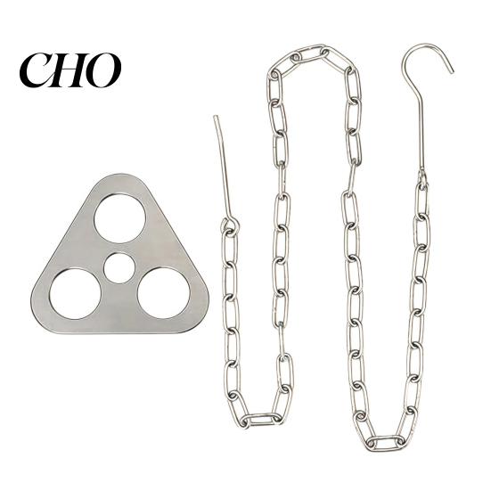 Outdoor Campfire Stand Tripod Board with Chain, Turn Branches into Tripod, Stainless Camping Cooking Steel Support Plate, Portable Accessories A