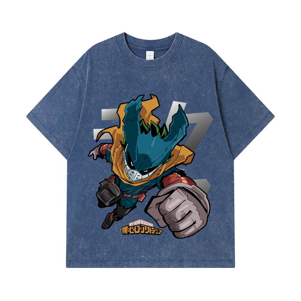 275 GSM Washed T-shirts 100% Cotton My Hero Academia V3 Deku Print Unisex Heavy Cotton T Shirt