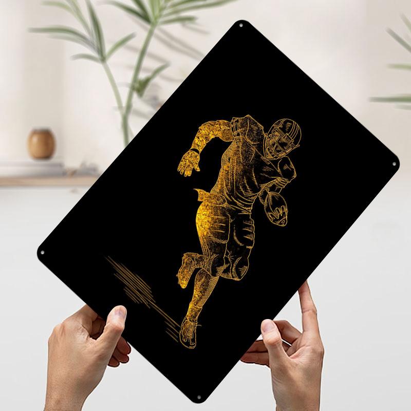 Plakát Amerického fotbalu Přizpůsobené nástěnné umění Vintage kovové cedule Retro plechová plaketa pro pánský doupě Kancelářská dekorace Dekorace Garáž