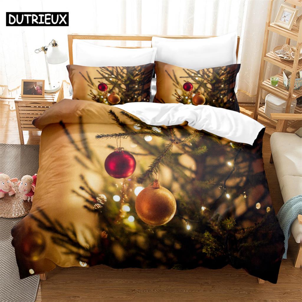 

3PCS Golden ball red ball Bedding Sets Home Bedclothes Super King Cover Pillowcase Comforter Textiles Bedding Set (135x200cm)&set