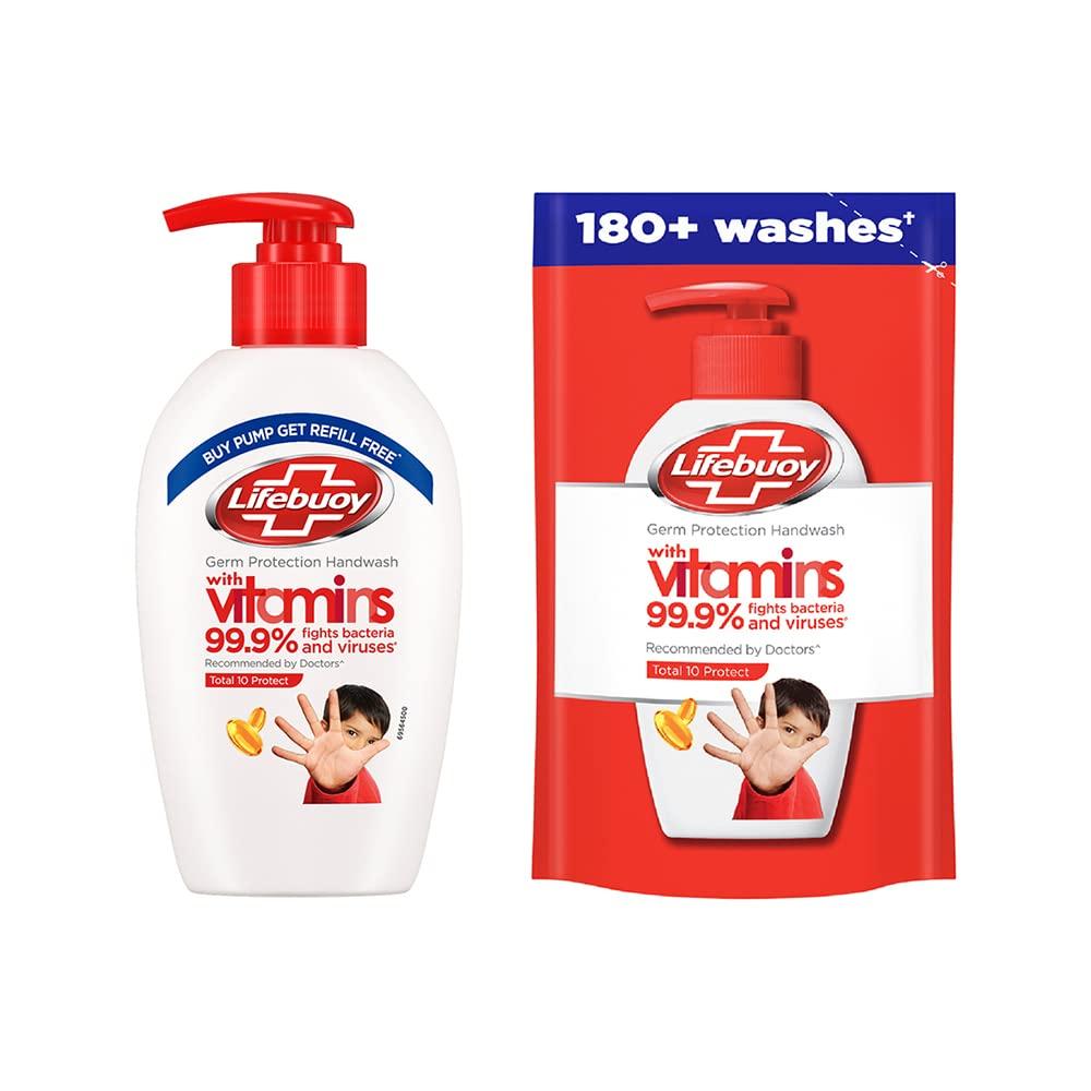 Lifebuoy Total 10 Germ Protection Handwash 190 ml With Refill Pouch 185 ml Free