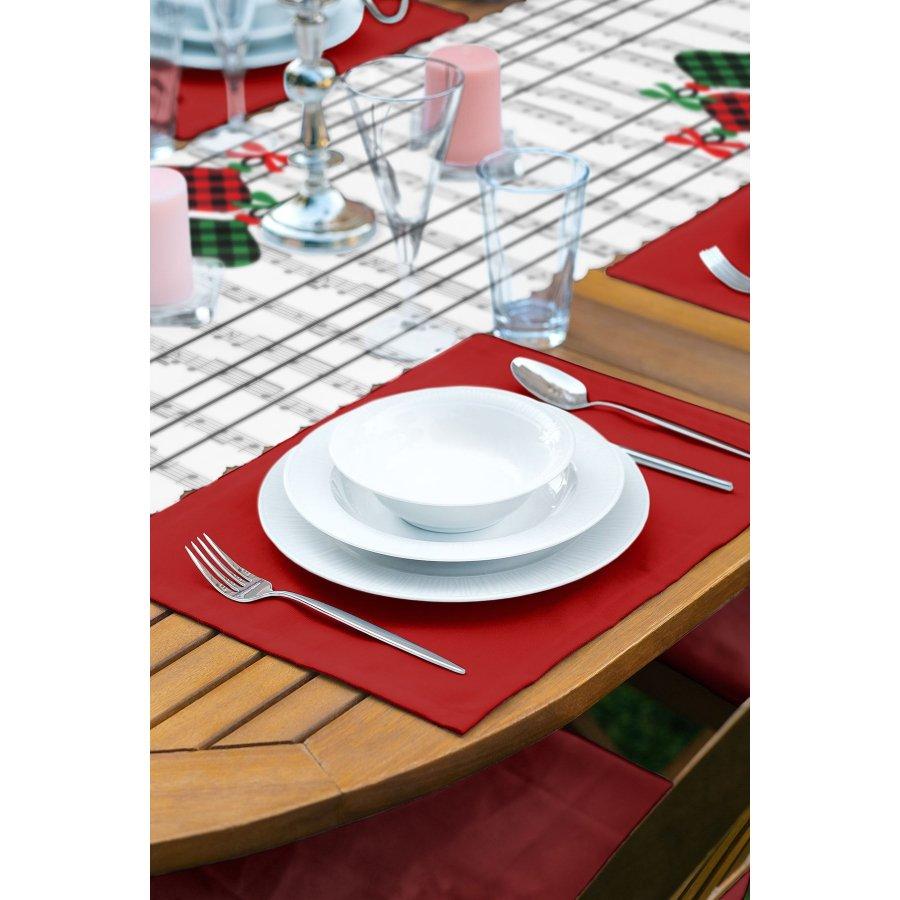 New Year Concept Printed Runner and Placemat Set 5 Pieces / Placemat Table Mat Dining Table Mat Coaster