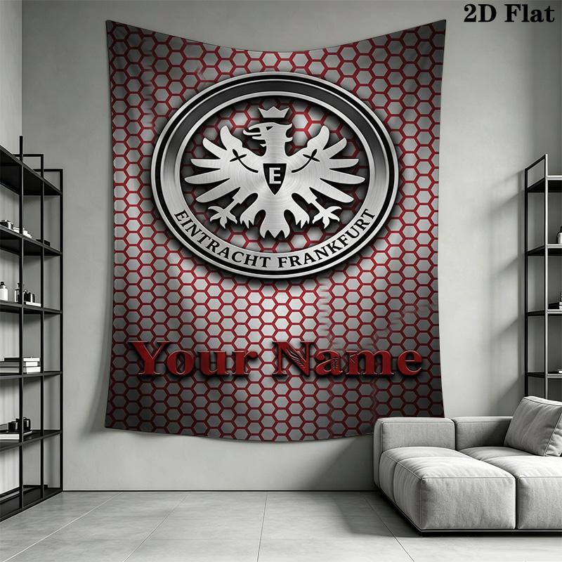 Name Custom Eintracht Frankfurt logo Wall Tapestry Aesthetic Wall Hanging Printed Fabric Blanket Decorative Tapestries for Bedroom Living Room Home De
