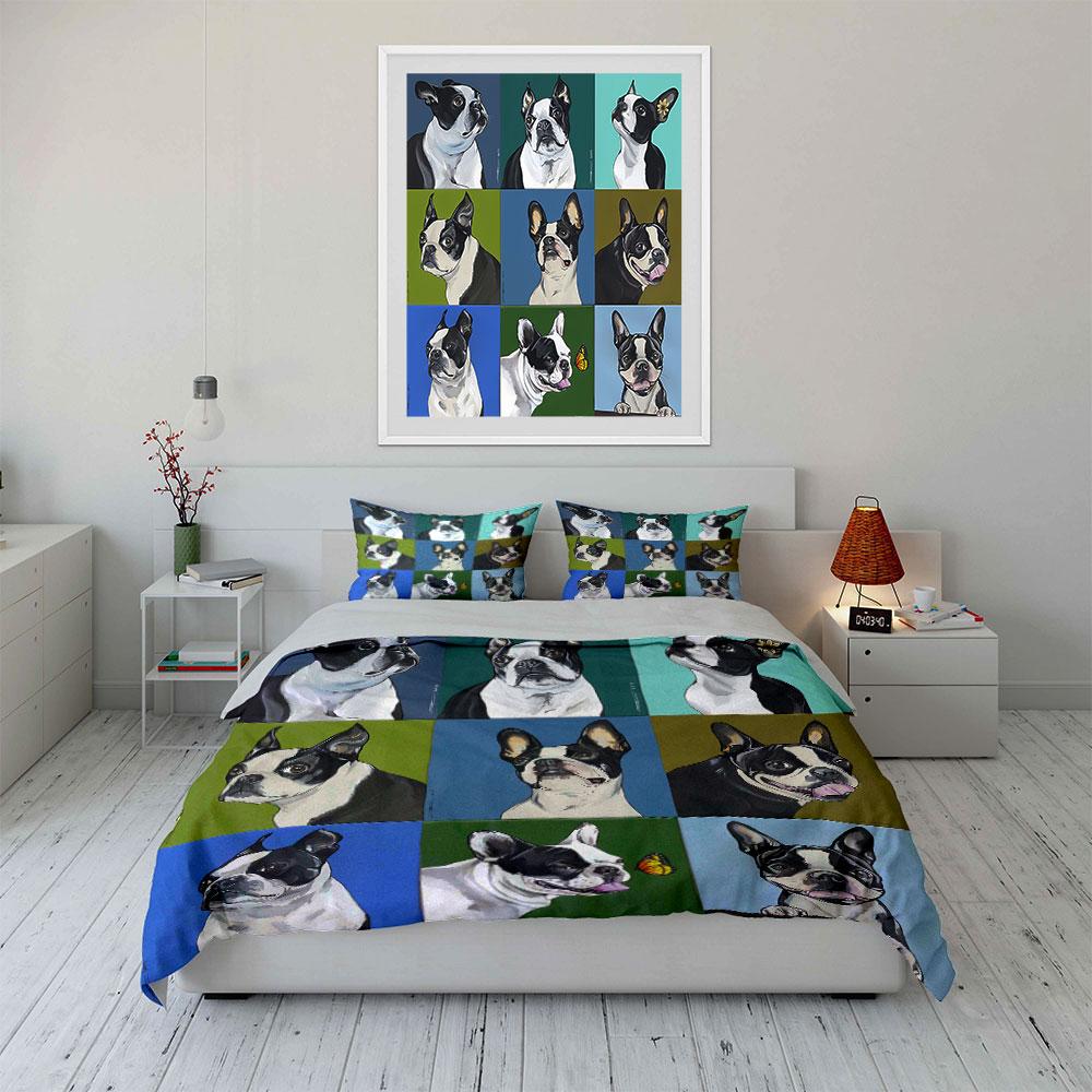 French Bulldog Portrait Set Bedding Duvet Cover Set Duvet Cover Pillowcases  (1*Duvet Cover 2*Pillowcases, without duvet insert)