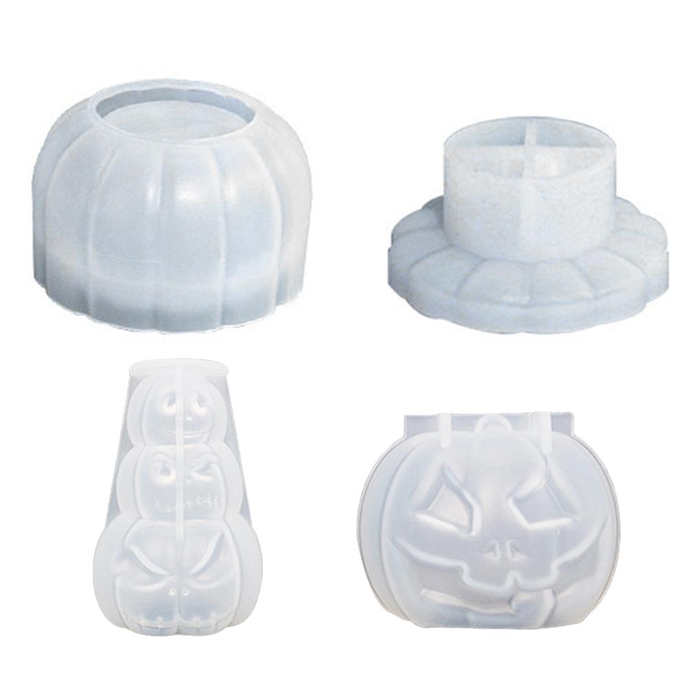 Halloween Silicone DIY Pumpkin Candle Mold Pumpkin Candlesticks Mold 3D Pumpkin Candle Holder Mould Home Decoration