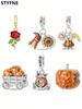 Charms Plata Copper Colors Halloween Pumpkin Beads Charm Pendant For Original Bracelet For Women Diy Jewelry Love Gift