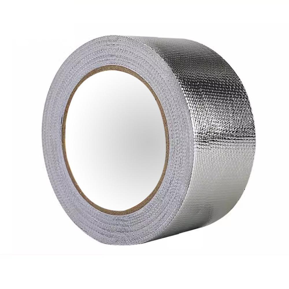 New 10M Fiberglass Aluminum Foil Tape Self-Adhesive High Temperature Fireproof Tape Silver Tin Foil Paper Tape Seal Pipe