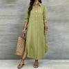 Women's Casual Color Long Sleeve Button Down Shirt Dress for Everyday Wear