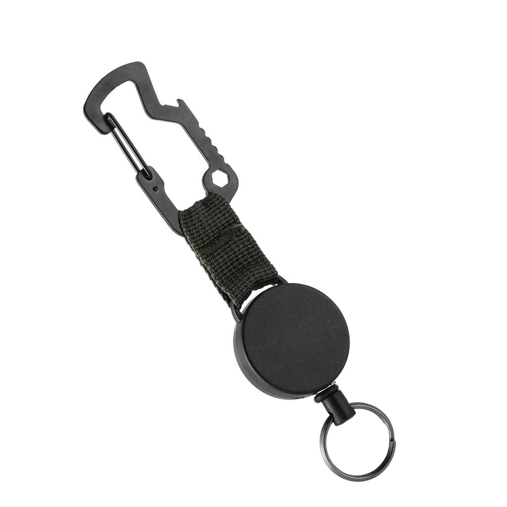 Retractable Pull Badges Holder Steel Wire Rope Buckle Key Holder Reel Carabiner Keychain Outdoor Keychain Tool