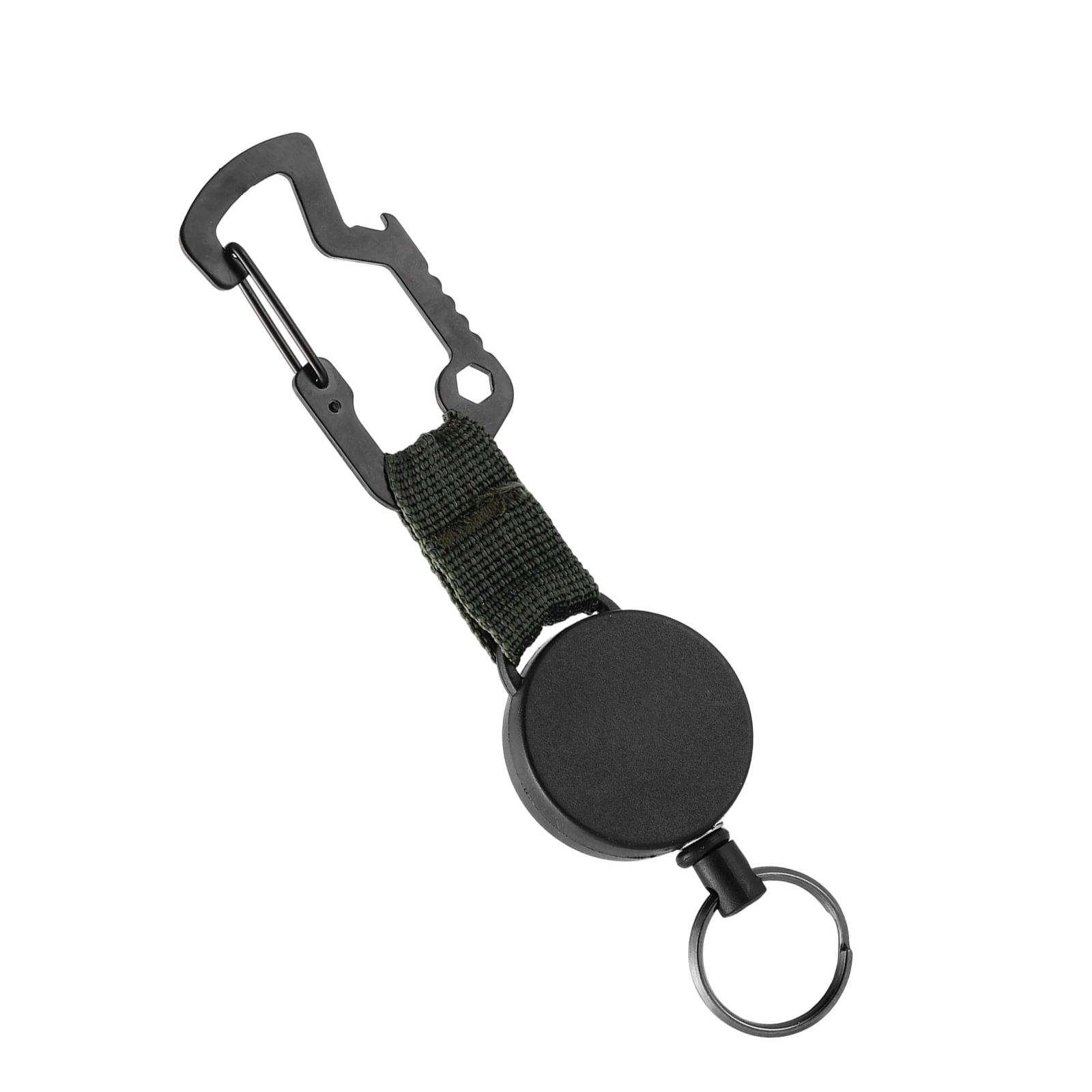 

Retractable Pull Badges Holder Steel Wire Rope Buckle Key Holder Reel Carabiner Keychain Outdoor Keychain Tool армія зелений колір