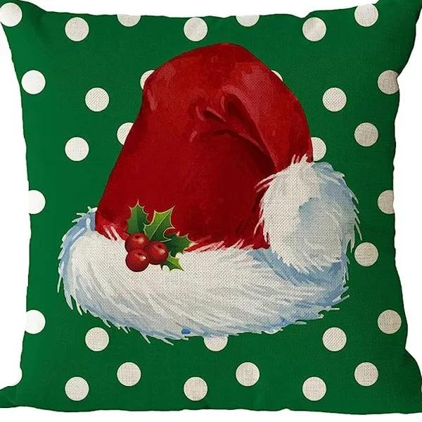 Merry Christmas Decor Cushion Cover 45x45 cm Pillow CaseCartoon Reindeer Santa Claus Printed Throw Pillowcase Linen Pillow Cover