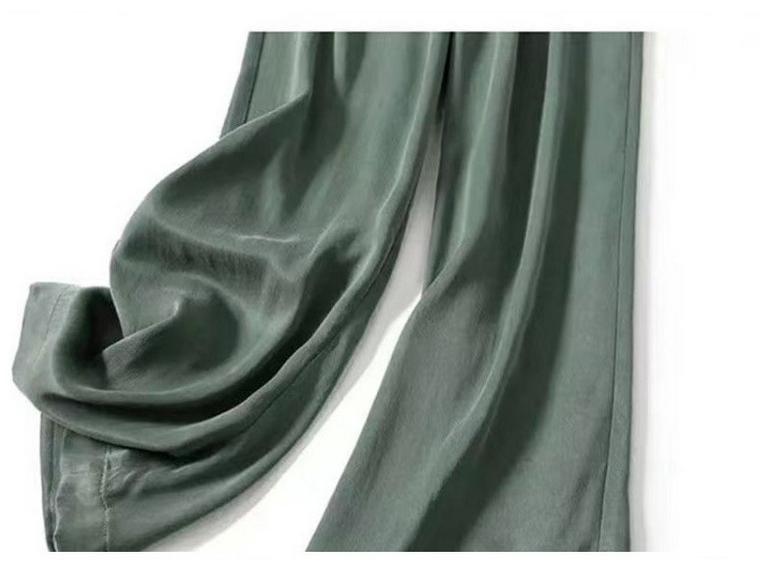 2025 European-Style Women's Wide-Leg Satin Pants for Spring & Summer