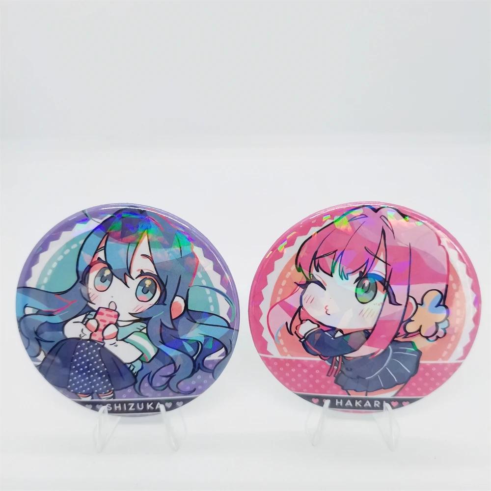 100 Girls You Cartoon Anime 58mm Laser Brooch Pin Characters Yoshimoto Shizuka Eiai Nano Pendant Jewelry