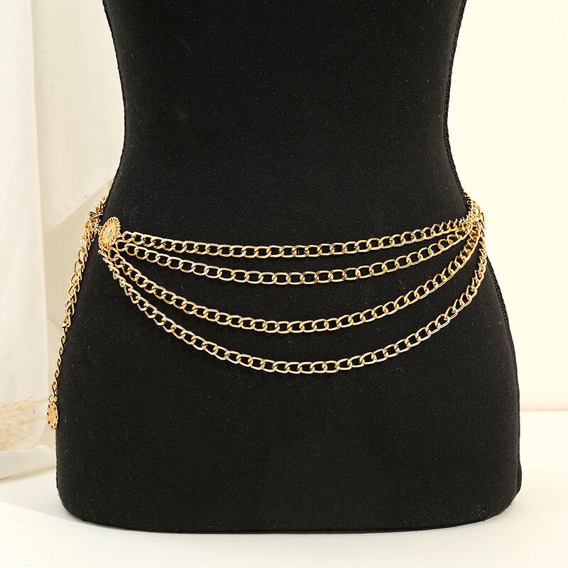 Sunflower Round Pendant Retro Metal Waist Chain - Sexy Casual Body Accessory