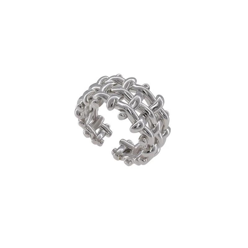 Foxanry Gold Color Hollow Grid Geometric Rings For Women Couples Classic Personality Minimalist Fashion Creative Party Jewelry