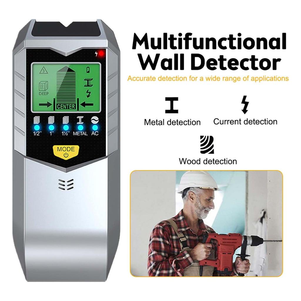 5-in-1 Multifunctional Wall Detector Wall Stud Finder Sensor, Handheld Wall Wood Beam/Metal AC Live Wires Scanner