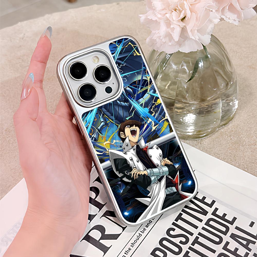 Yugioh Seto Kaiba Phone Case for iPhone 17 16 15 14 13 12 11 Air Pro Max Plus Electroplated Silver Cover