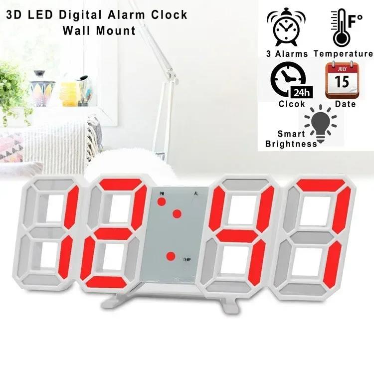 3D Wall Clock Led Digital Watches Hanging Decoration Home Decoration for Bedroom Decor Interior Room Night Light Mode Large