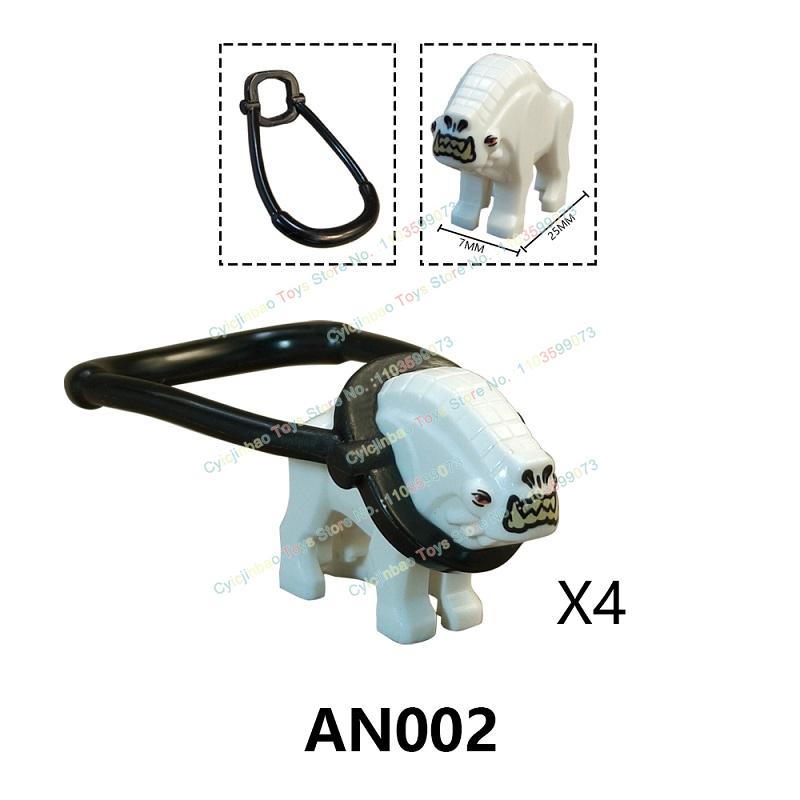 AN001 AN002 Cartoon Boy Accessories Toys Moc Building Blocks Sharks Snow Monsters Creative Model Puzzle Toys Christmas Gifts